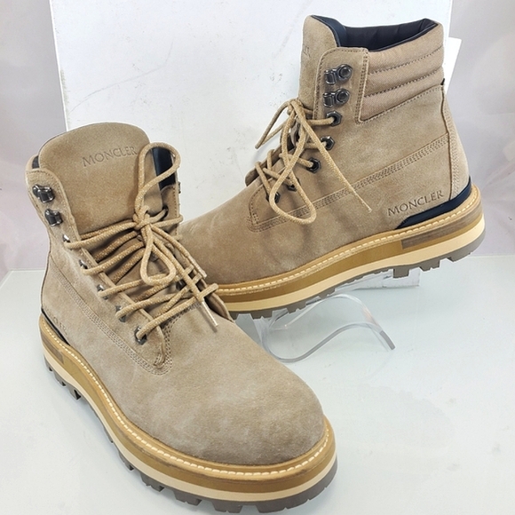 NWT$875 Moncler Men's Peka Leather Lace-Up Hiking Boots Sz 39 EU (US 6) - Picture 1 of 16